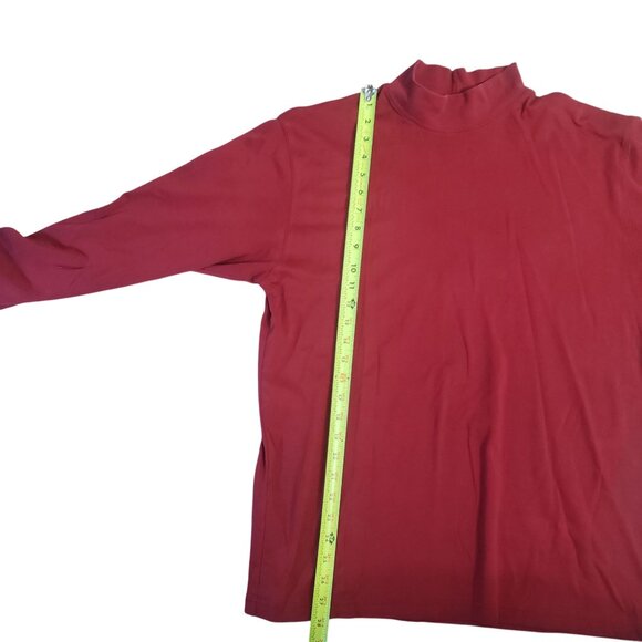 LL Bean Mens‎ Red High Neck Long Sleeve Shirt Size L Normcore Staple Casual - Picture 5 of 6